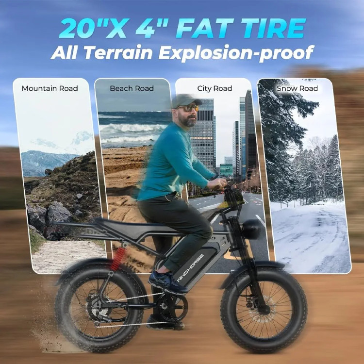 دوچرخه برقی آفرود تایر پهن WIND HORSE ( سفارش انگلیس ) مدل V8