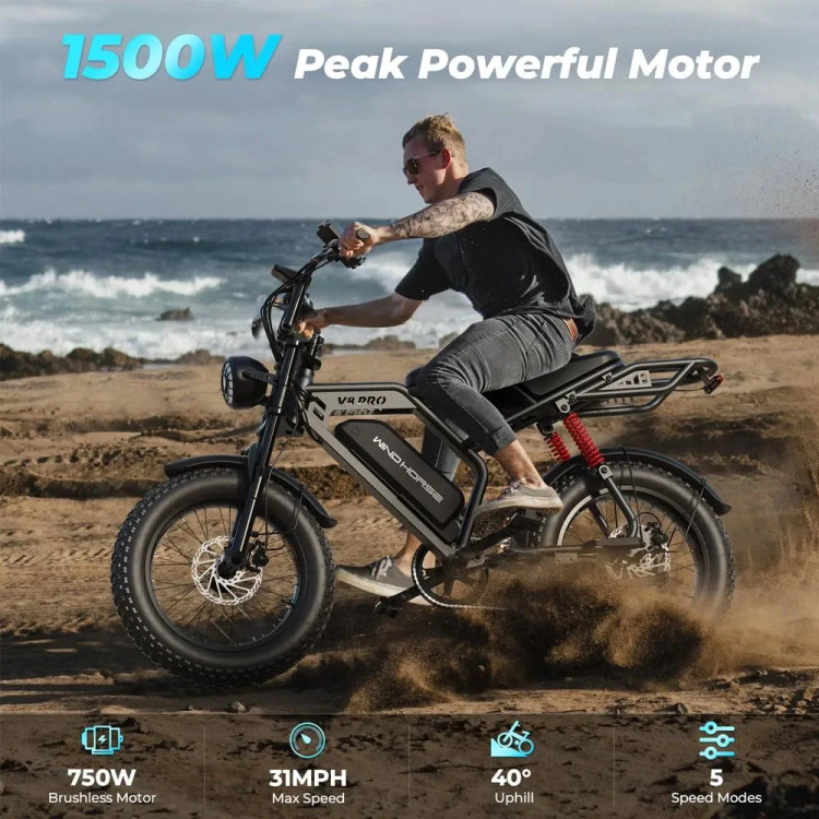 دوچرخه برقی آفرود تایر پهن WIND HORSE ( سفارش انگلیس ) مدل V8